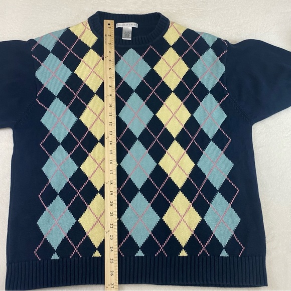 Geoffrey Beene Knit Argyle Sweater Pink Teal Easter Colorway Size XL Men's - Picture 8 of 9